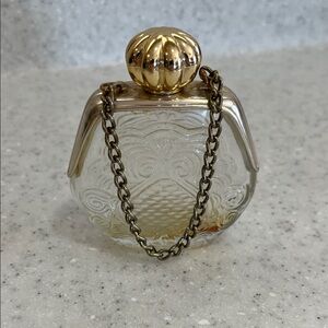 Vtg Avon Purse Petite Perfume Bottle Glass Handbag Gold Chain Empty 3.5” Tall
